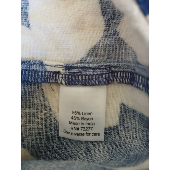 Sonoma Womens Blouse Large Linen Blend Blue Beige Sleeveless Coastal Beach - Picture 14 of 14